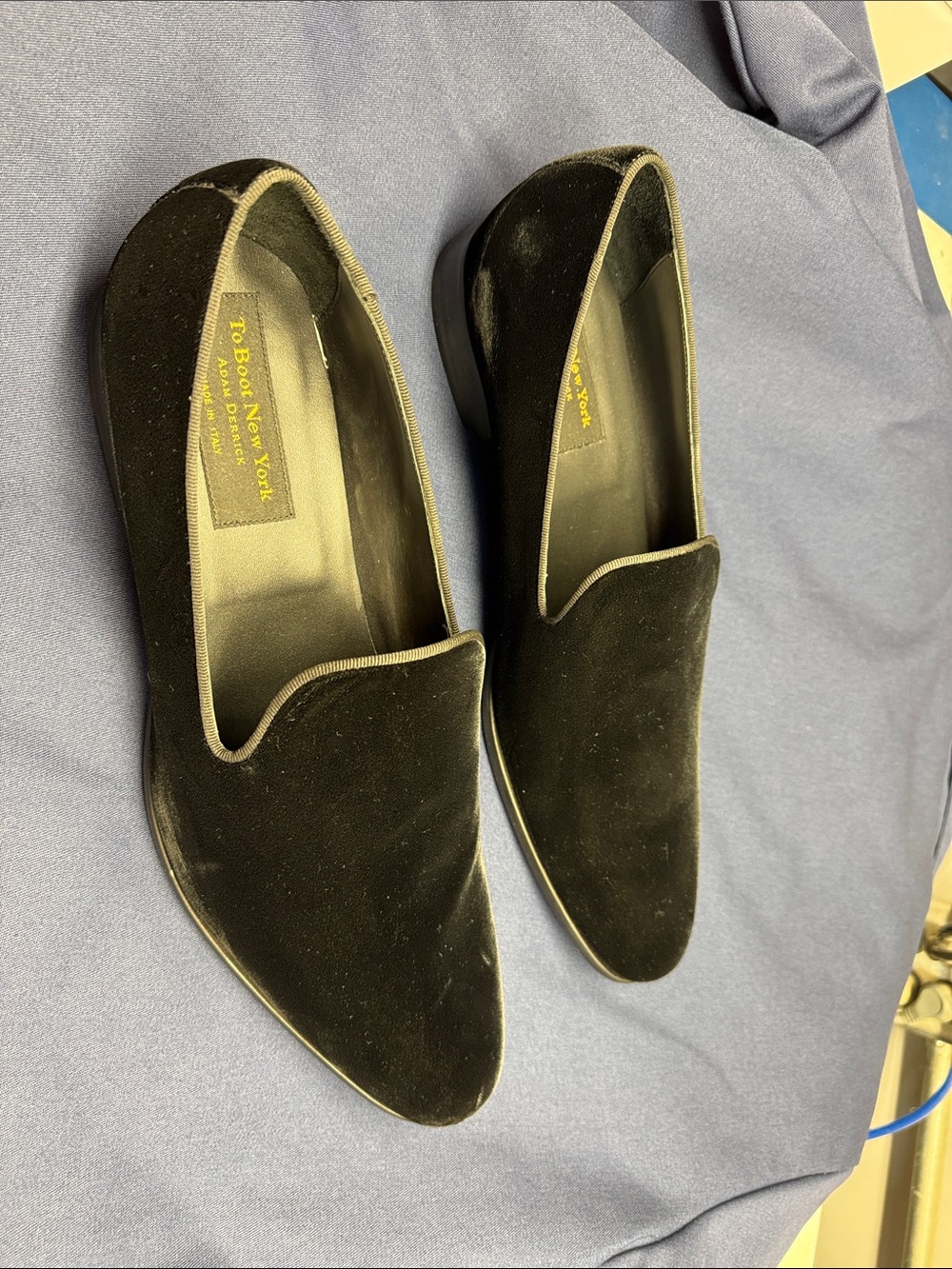 To Boot New York Adam Derrick Velvet Smoking Slippers Black Size 13 - Picture 8 of 10